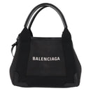 BALENCIAGA Cabas XS Hand Bag Canvas 2way Black Silver 390346 Auth ka1048-13