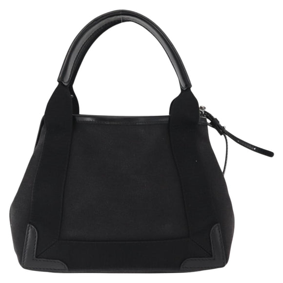 BALENCIAGA Cabas XS Hand Bag Canvas 2way Black Silver 390346 Auth ka1048