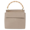 GUCCI Bamboo Hand Bag Leather Beige Gold 001 3444 1887 Auth ka105-13