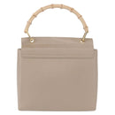 GUCCI Bamboo Hand Bag Leather Beige Gold 001 3444 1887 Auth ka105-2