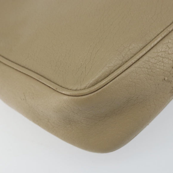 SAINT LAURENT Umhängetasche Leder Beige Silber Auth ka1059