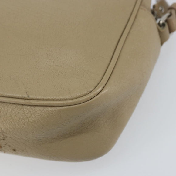 SAINT LAURENT Umhängetasche Leder Beige Silber Auth ka1059