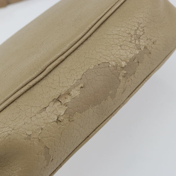 SAINT LAURENT Umhängetasche Leder Beige Silber Auth ka1059