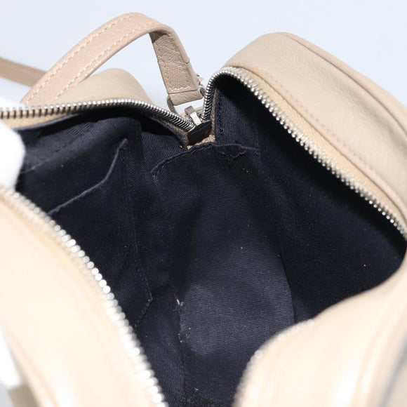 SAINT LAURENT Umhängetasche Leder Beige Silber Auth ka1059