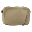 SAINT LAURENT Umhängetasche Leder Beige Silber Auth ka1059-1