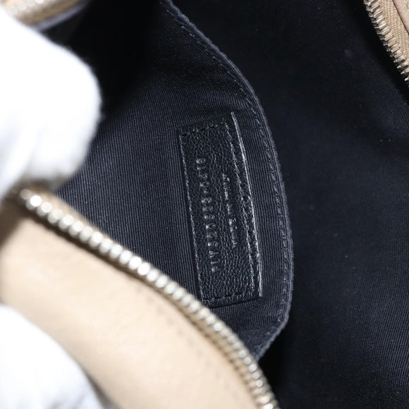 SAINT LAURENT Umhängetasche Leder Beige Silber Auth ka1059