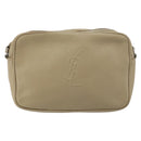 SAINT LAURENT Umhängetasche Leder Beige Silber Auth ka1059-13