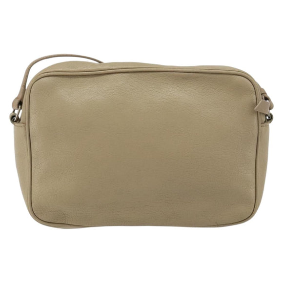 SAINT LAURENT Umhängetasche Leder Beige Silber Auth ka1059