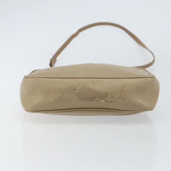 SAINT LAURENT Umhängetasche Leder Beige Silber Auth ka1059