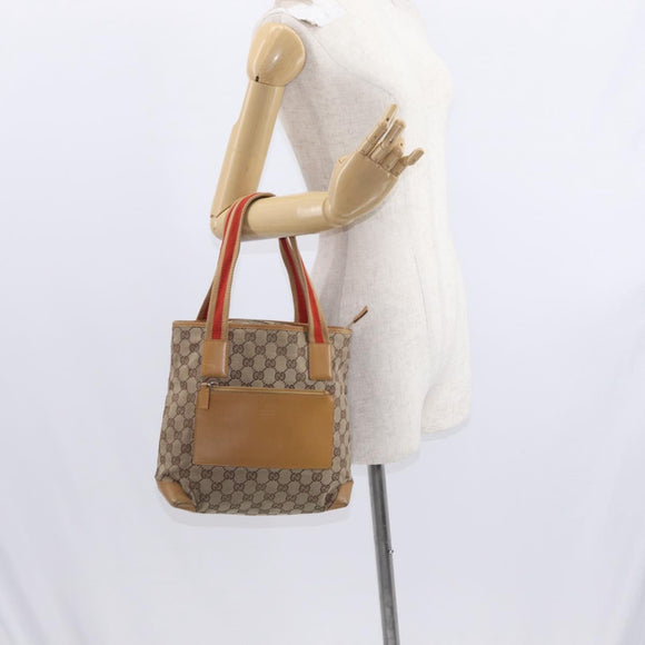 GUCCI GG Canvas Tote Bag Beige Silver 019 0402 1705 Auth ka1063