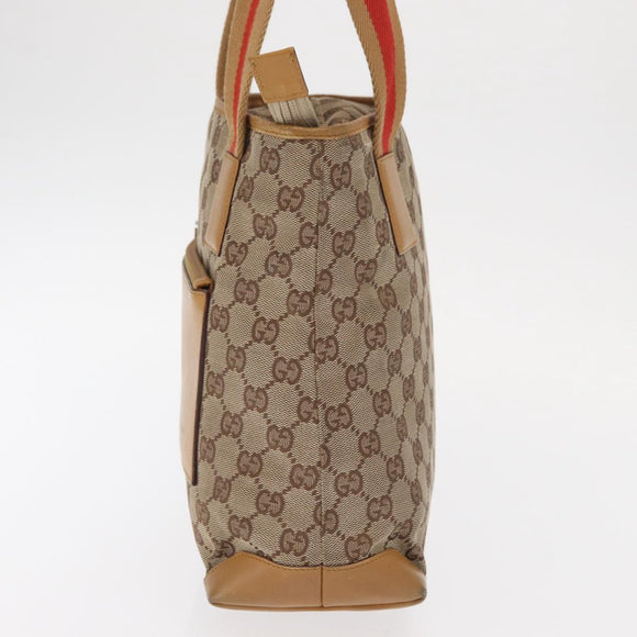 GUCCI GG Canvas Tote Bag Beige Silver 019 0402 1705 Auth ka1063