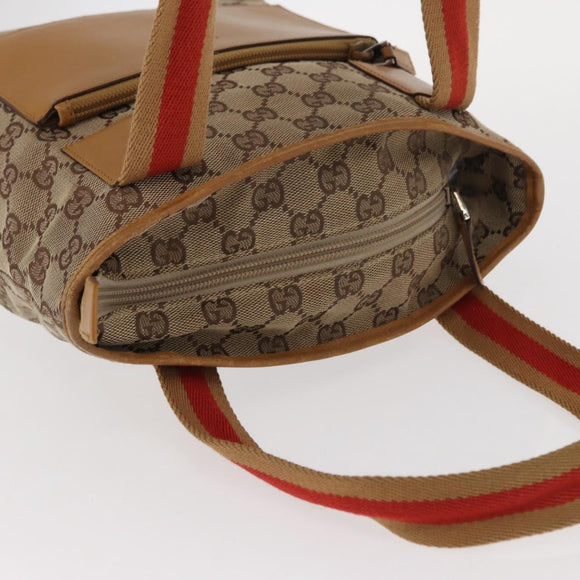 GUCCI GG Canvas Tote Bag Beige Silver 019 0402 1705 Auth ka1063