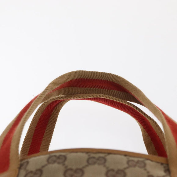 GUCCI GG Canvas Tote Bag Beige Silver 019 0402 1705 Auth ka1063