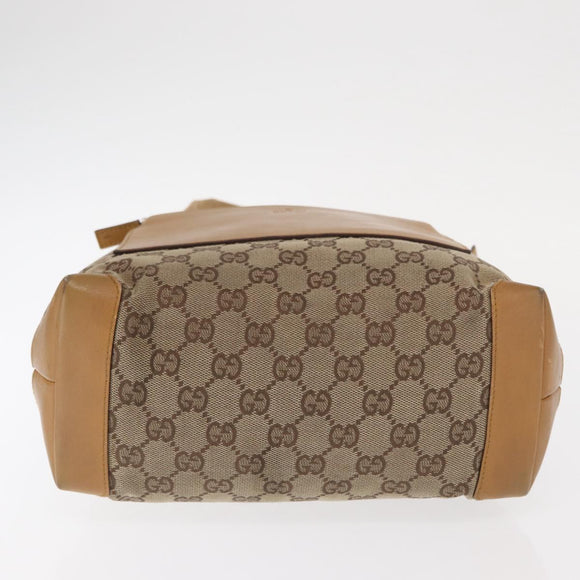 GUCCI GG Canvas Tote Bag Beige Silver 019 0402 1705 Auth ka1063