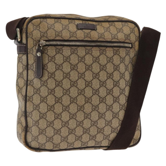 GUCCI GG Supreme Shoulder Bag PVC Beige Gold 201448 Auth ka1064
