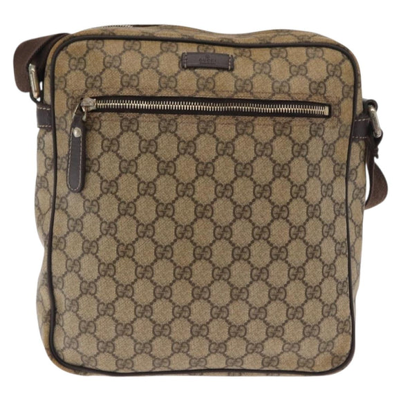 GUCCI GG Supreme Shoulder Bag PVC Beige Gold 201448 Auth ka1064