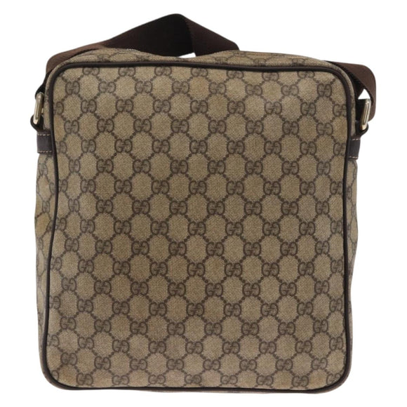 GUCCI GG Supreme Shoulder Bag PVC Beige Gold 201448 Auth ka1064