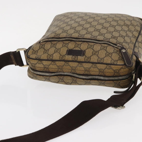 GUCCI GG Supreme Shoulder Bag PVC Beige Gold 201448 Auth ka1064