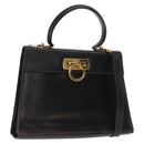 Salvatore Ferragamo Gancini Hand Bag Leather 2way Black Gold Auth ka1065-1