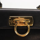 Salvatore Ferragamo Gancini Hand Bag Leather 2way Black Gold Auth ka1065-16