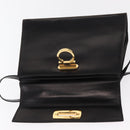 Salvatore Ferragamo Gancini Hand Bag Leather 2way Black Gold Auth ka1065-17