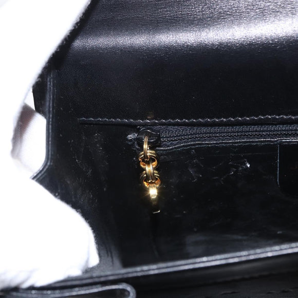 Salvatore Ferragamo Gancini Hand Bag Leather 2way Black Gold Auth ka1065