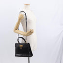 Salvatore Ferragamo Gancini Hand Bag Leather 2way Black Gold Auth ka1065-25