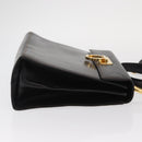 Salvatore Ferragamo Gancini Hand Bag Leather 2way Black Gold Auth ka1065-4