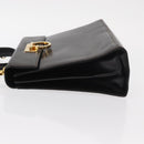 Salvatore Ferragamo Gancini Hand Bag Leather 2way Black Gold Auth ka1065-5