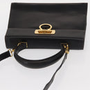 Salvatore Ferragamo Gancini Hand Bag Leather 2way Black Gold Auth ka1065-6