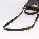 Salvatore Ferragamo Gancini Hand Bag Leather 2way Black Gold Auth ka1065-9
