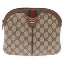 GUCCI GG Supreme Web Sherry Line Bag PVC Beige Gold 68 02 047 Auth ka1073-2