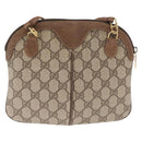 GUCCI GG Supreme Web Sherry Line Bag PVC Beige Gold 68 02 047 Auth ka1073-3
