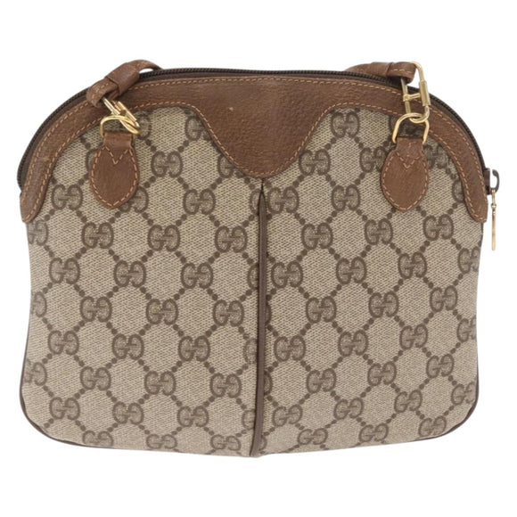 GUCCI GG Supreme Web Sherry Line Bag PVC Beige Gold 68 02 047 Auth ka1073