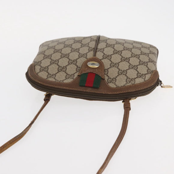 GUCCI GG Supreme Web Sherry Line Bag PVC Beige Gold 68 02 047 Auth ka1073