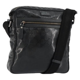 GUCCI GG Implementation Bag Coated Canvas Black Silver 201448 Auth ka108