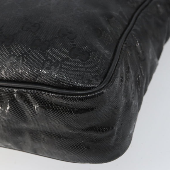 GUCCI GG Implementation Bag Coated Canvas Black Silver 201448 Auth ka108