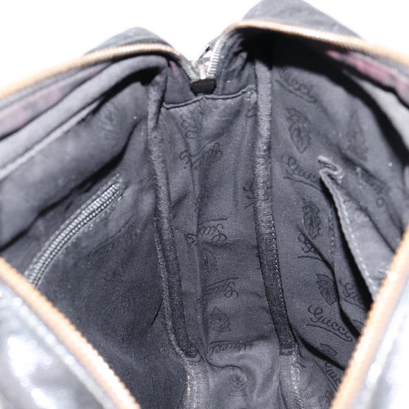 GUCCI GG Implementation Bag Coated Canvas Black Silver 201448 Auth ka108