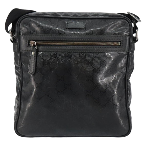 GUCCI GG Implementation Bag Coated Canvas Black Silver 201448 Auth ka108