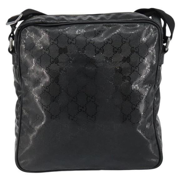 GUCCI GG Implementation Bag Coated Canvas Black Silver 201448 Auth ka108