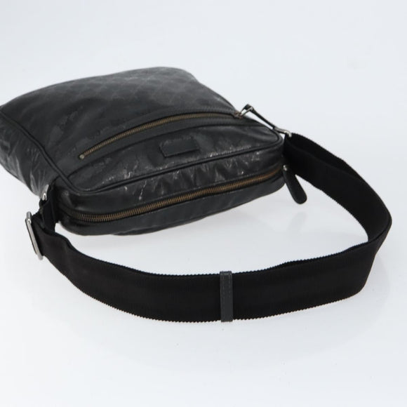 GUCCI GG Implementation Bag Coated Canvas Black Silver 201448 Auth ka108