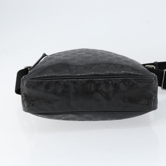 GUCCI GG Implementation Bag Coated Canvas Black Silver 201448 Auth ka108