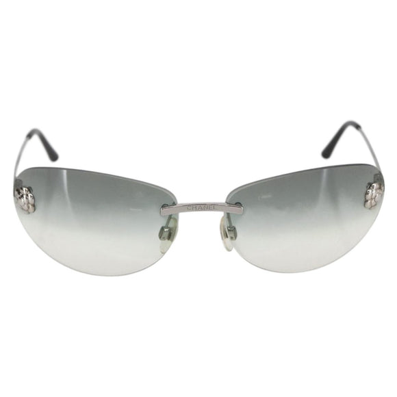 CHANEL Sunglasses metal Black CC Auth ka1080