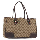GUCCI GG Canvas Web Sherry Line Tote Bag Beige Gold 163805 Auth ka1081-1