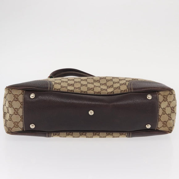 GUCCI GG Canvas Web Sherry Line Tote Bag Beige Gold 163805 Auth ka1081