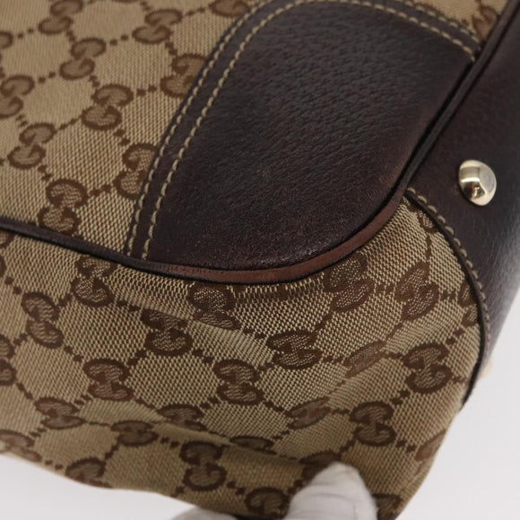 GUCCI GG Canvas Web Sherry Line Tote Bag Beige Gold 163805 Auth ka1081