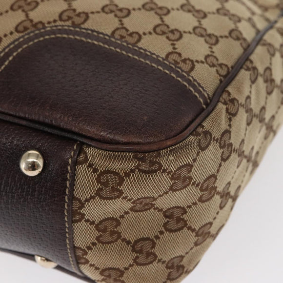 GUCCI GG Canvas Web Sherry Line Tote Bag Beige Gold 163805 Auth ka1081