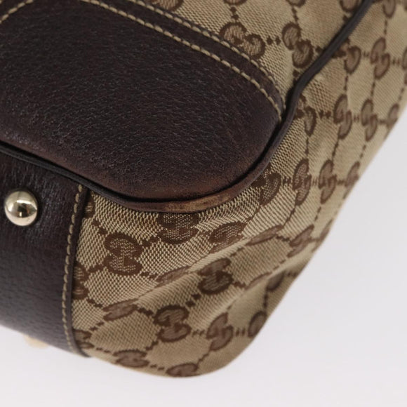 GUCCI GG Canvas Web Sherry Line Tote Bag Beige Gold 163805 Auth ka1081