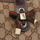 GUCCI GG Canvas Web Sherry Line Tote Bag Beige Gold 163805 Auth ka1081-18