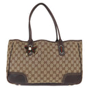 GUCCI GG Canvas Web Sherry Line Tote Bag Beige Gold 163805 Auth ka1081-13